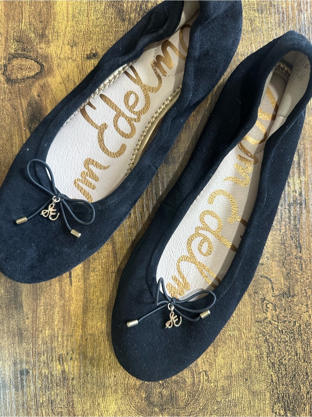 Sam Edelman Black Suede Bow Ballet Flats